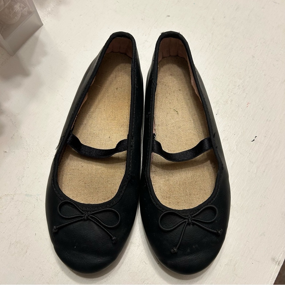 Girls Black Ballet Flats with Bow size 13